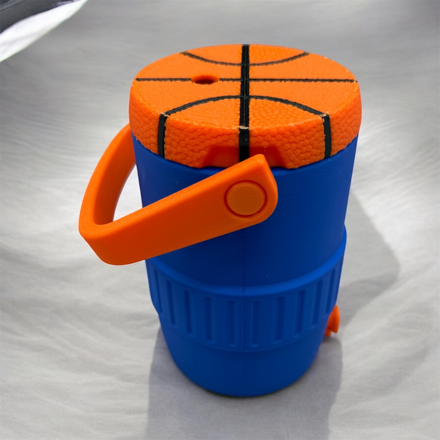 Basketball Can Cooler with Straw Lid – 3D Printed Game Day Drink Holder