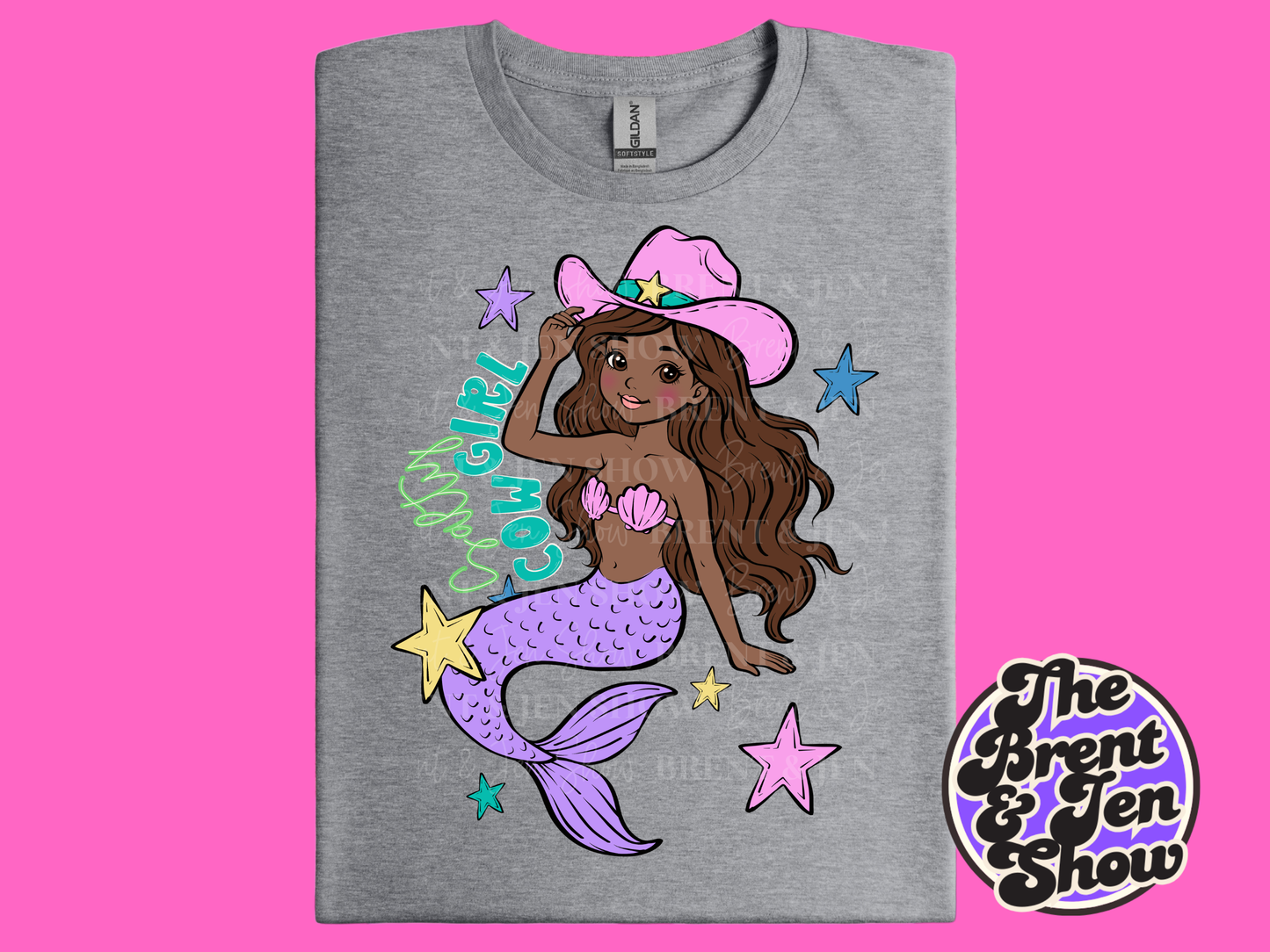 Cowgirl Mermaid T-Shirt: Whimsical Western Sea Creature Graphic Tee