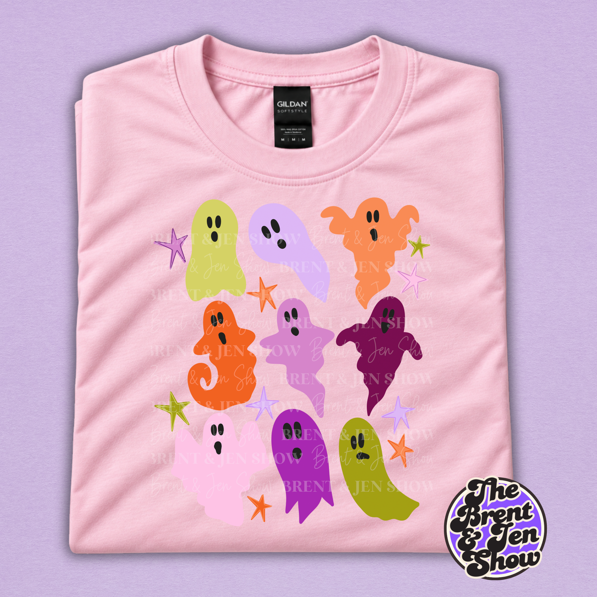 Colorful Retro Ghost Halloween Graphic T-Shirt