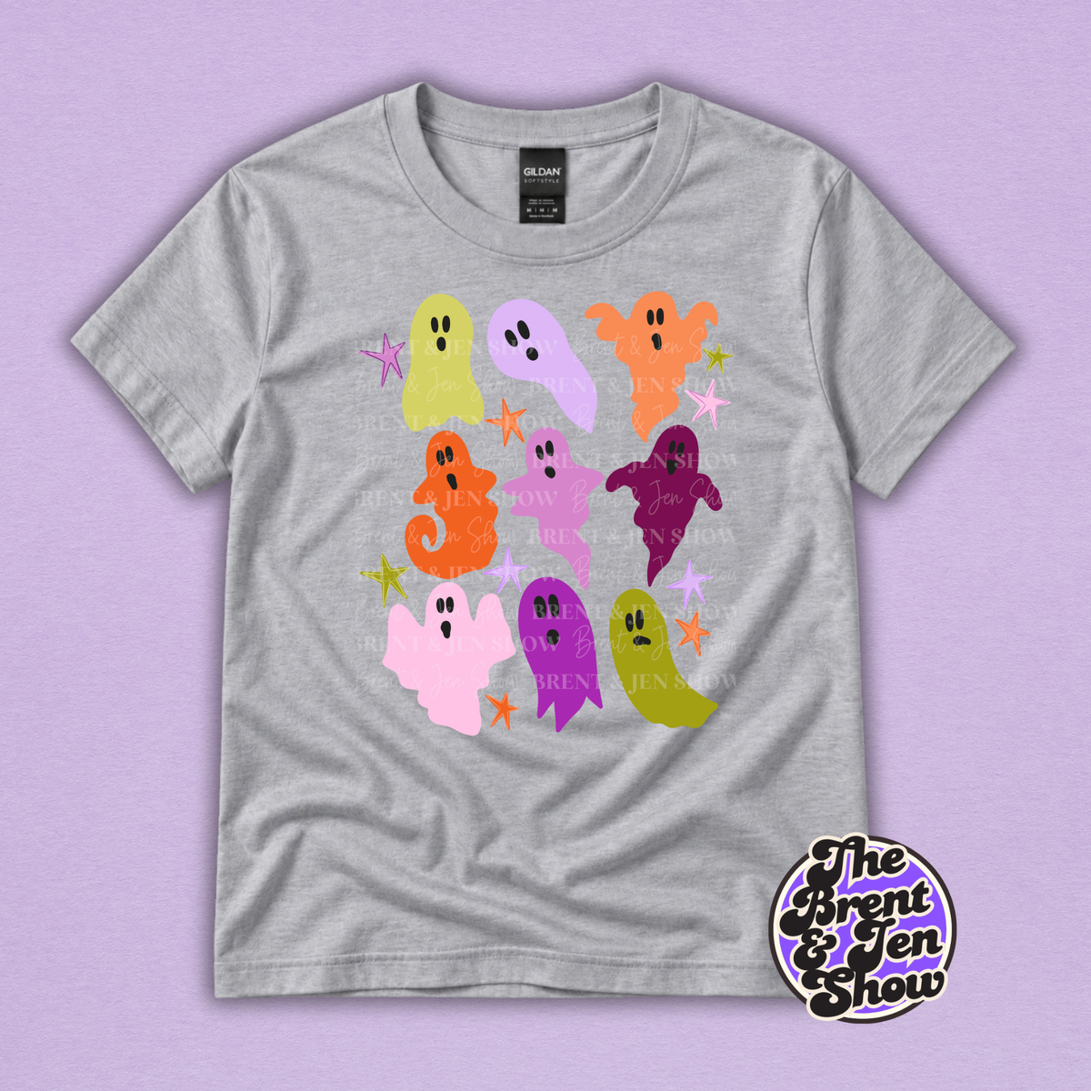 Colorful Retro Ghost Halloween Graphic T-Shirt