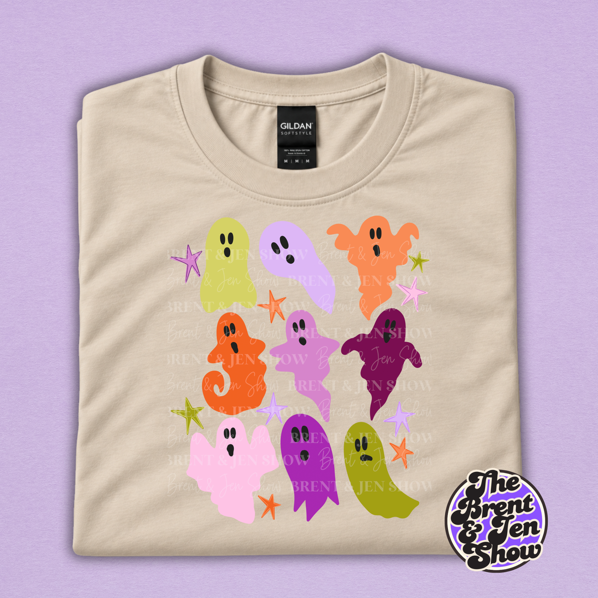 Colorful Retro Ghost Halloween Graphic T-Shirt