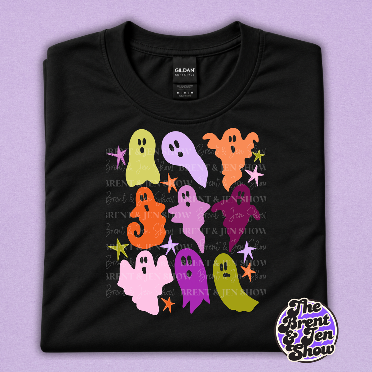 Colorful Retro Ghost Halloween Graphic T-Shirt