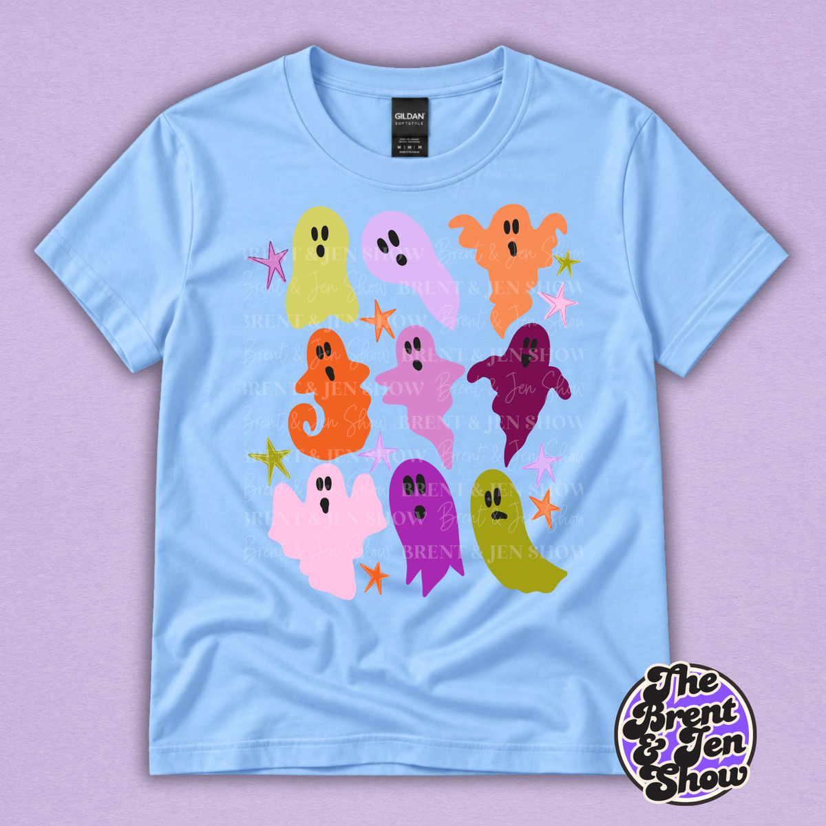 Colorful Retro Ghost Halloween Graphic T-Shirt