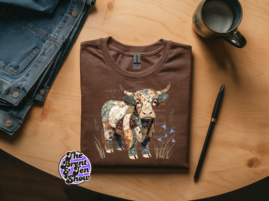 Patchwork Highland Cow T-Shirt