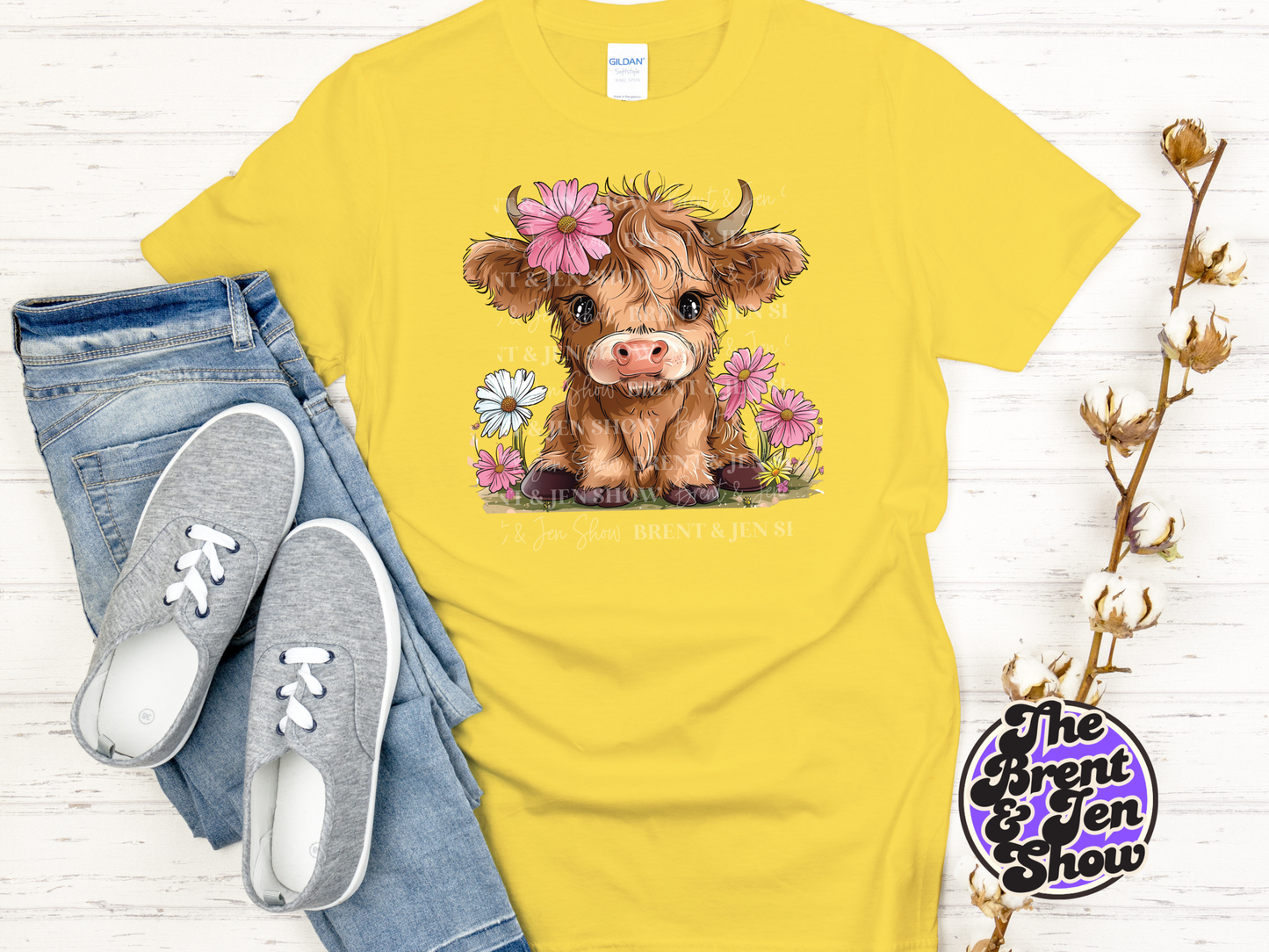 Highland Cow Floral T-Shirt