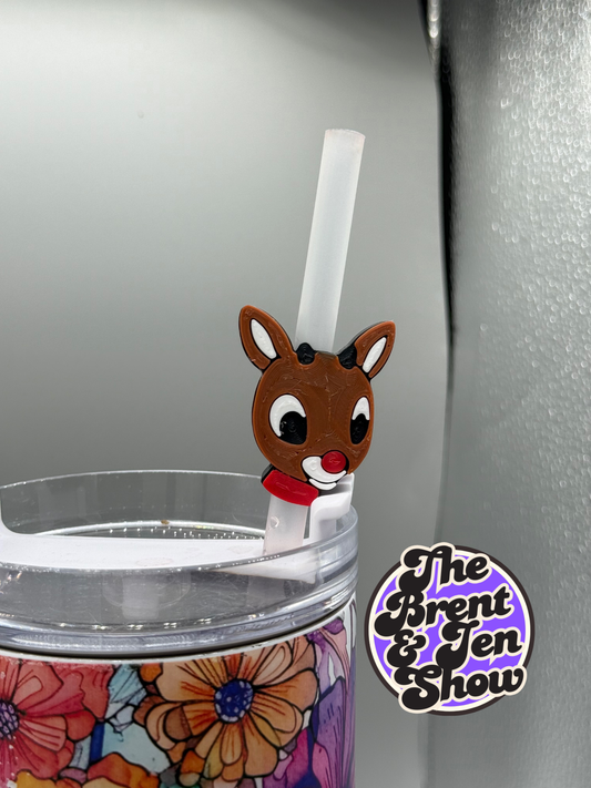 Red-Nosed Reindeer Straw Topper - 3D Printed