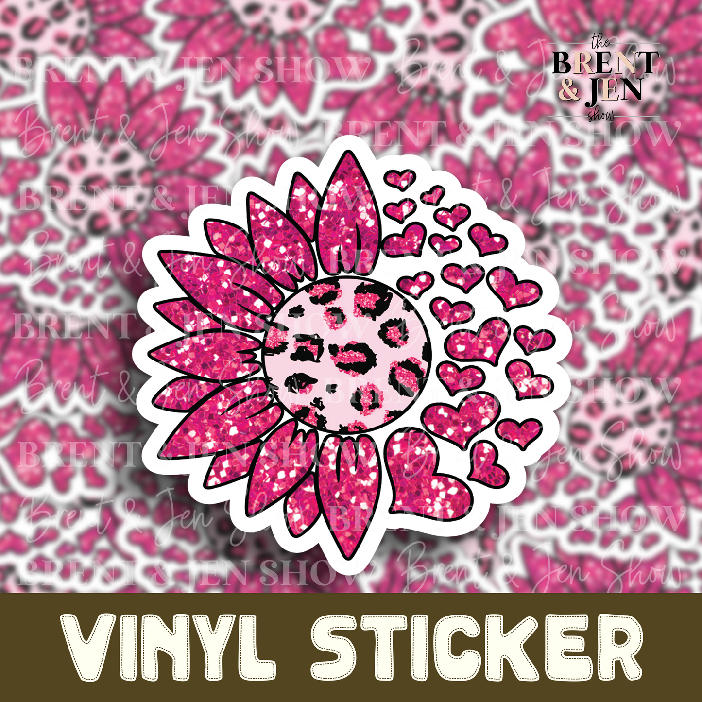 Glitter Flower With Hearts, Sticker