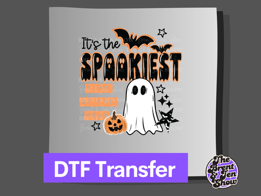 Spookiest Time Ghost Pumpkin Bat Halloween Transfer (DTF/Sublimation)