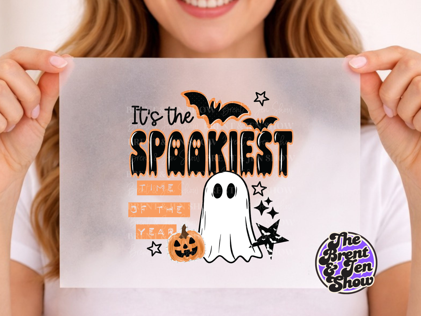 Spookiest Time Ghost Pumpkin Bat Halloween Transfer (DTF/Sublimation)