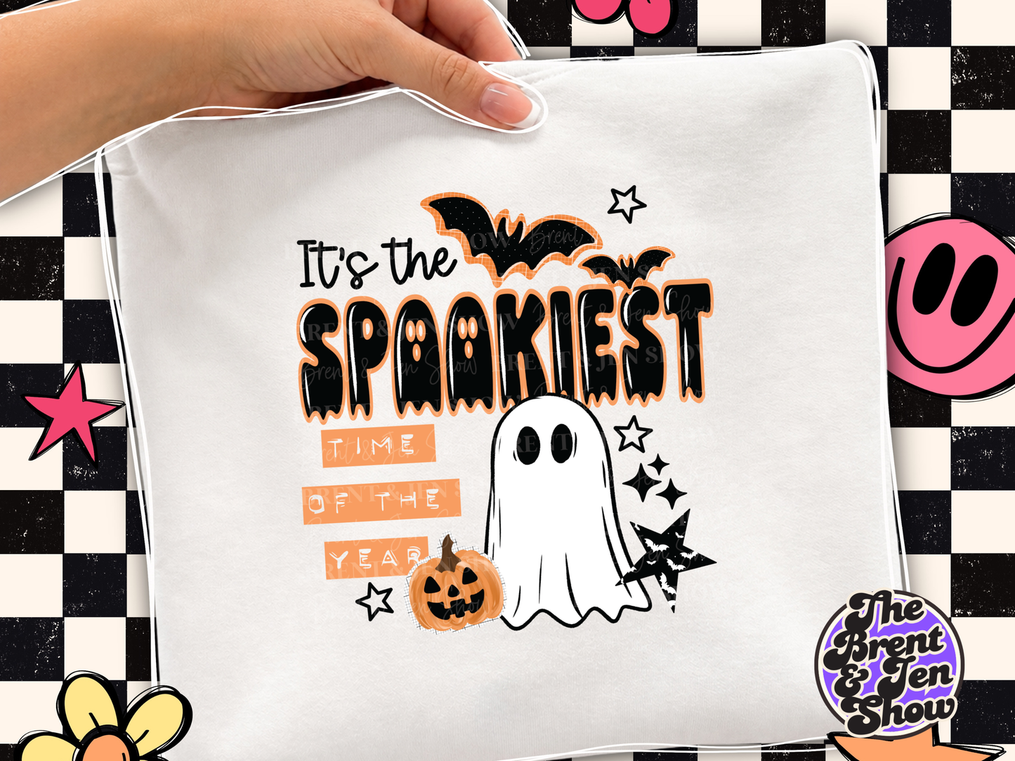 Spookiest Time Ghost Pumpkin Bat Halloween Transfer (DTF/Sublimation)
