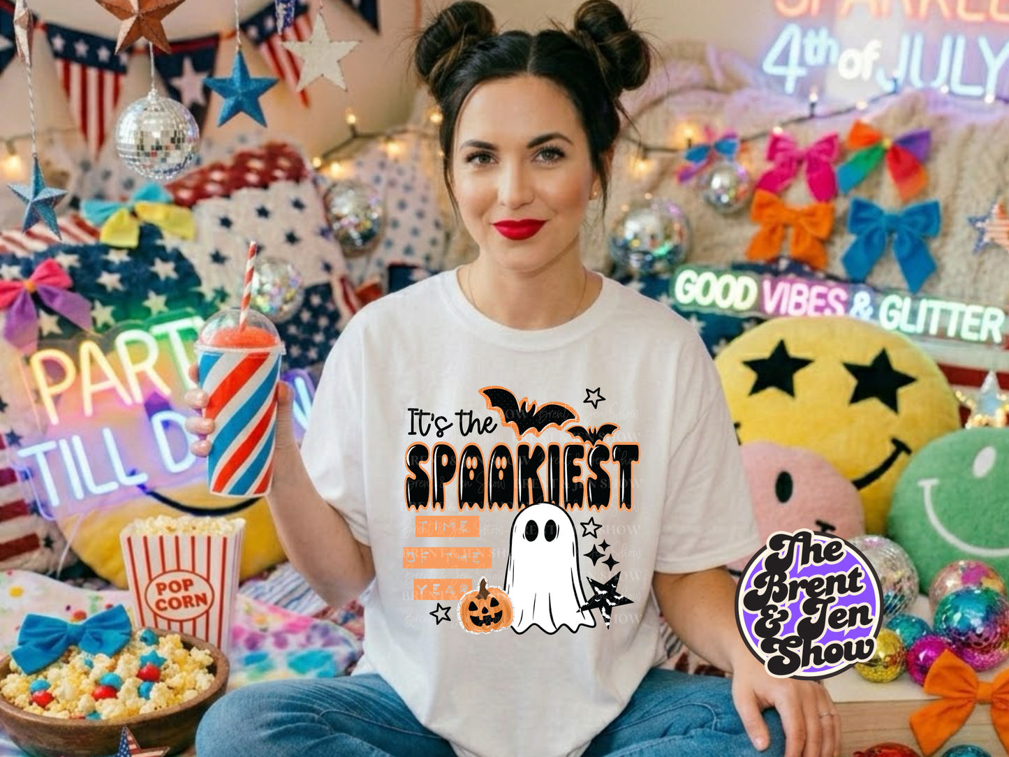 Spookiest Time Ghost Pumpkin Bat Halloween Transfer (DTF/Sublimation)
