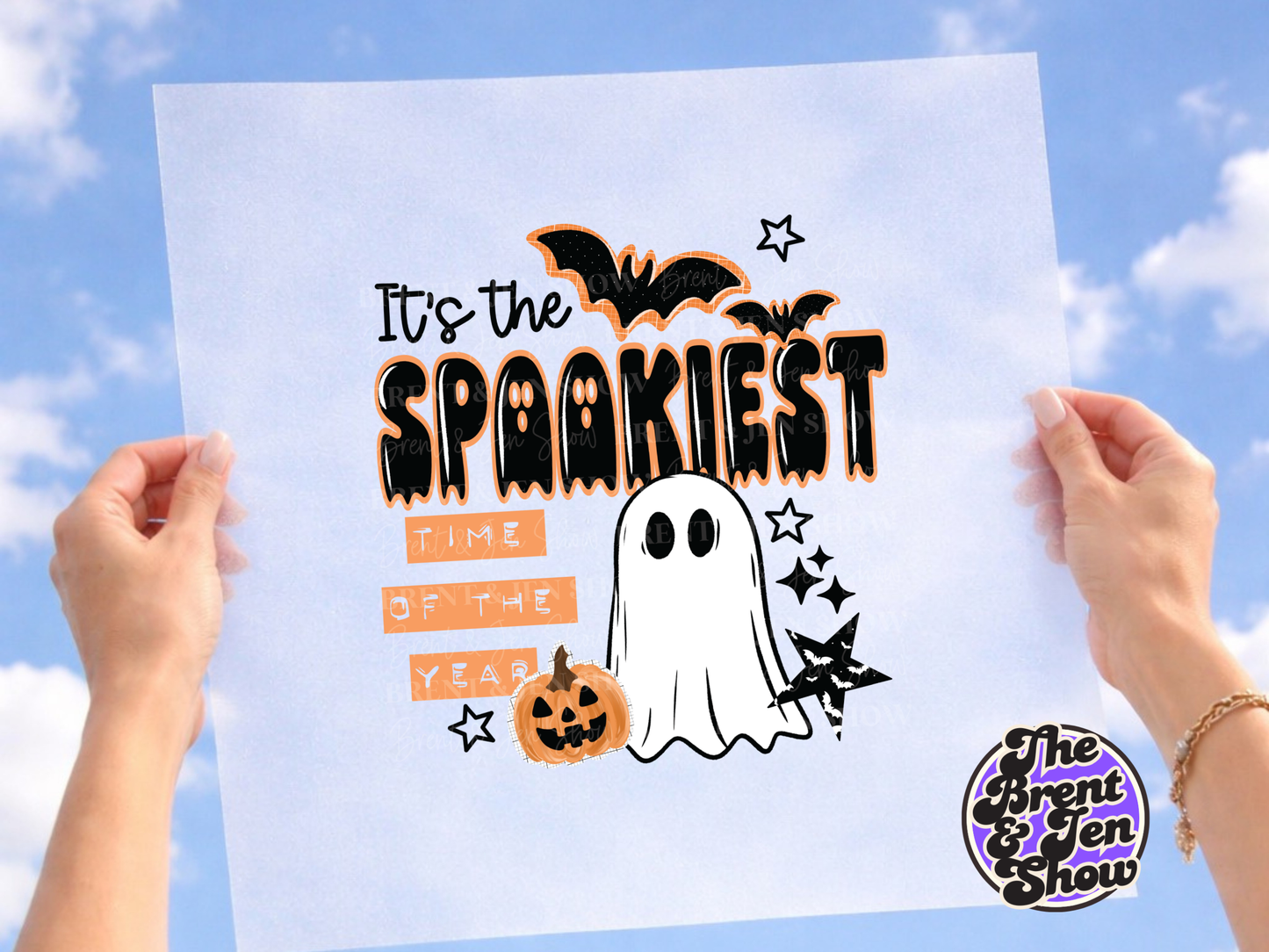 Spookiest Time Ghost Pumpkin Bat Halloween Transfer (DTF/Sublimation)