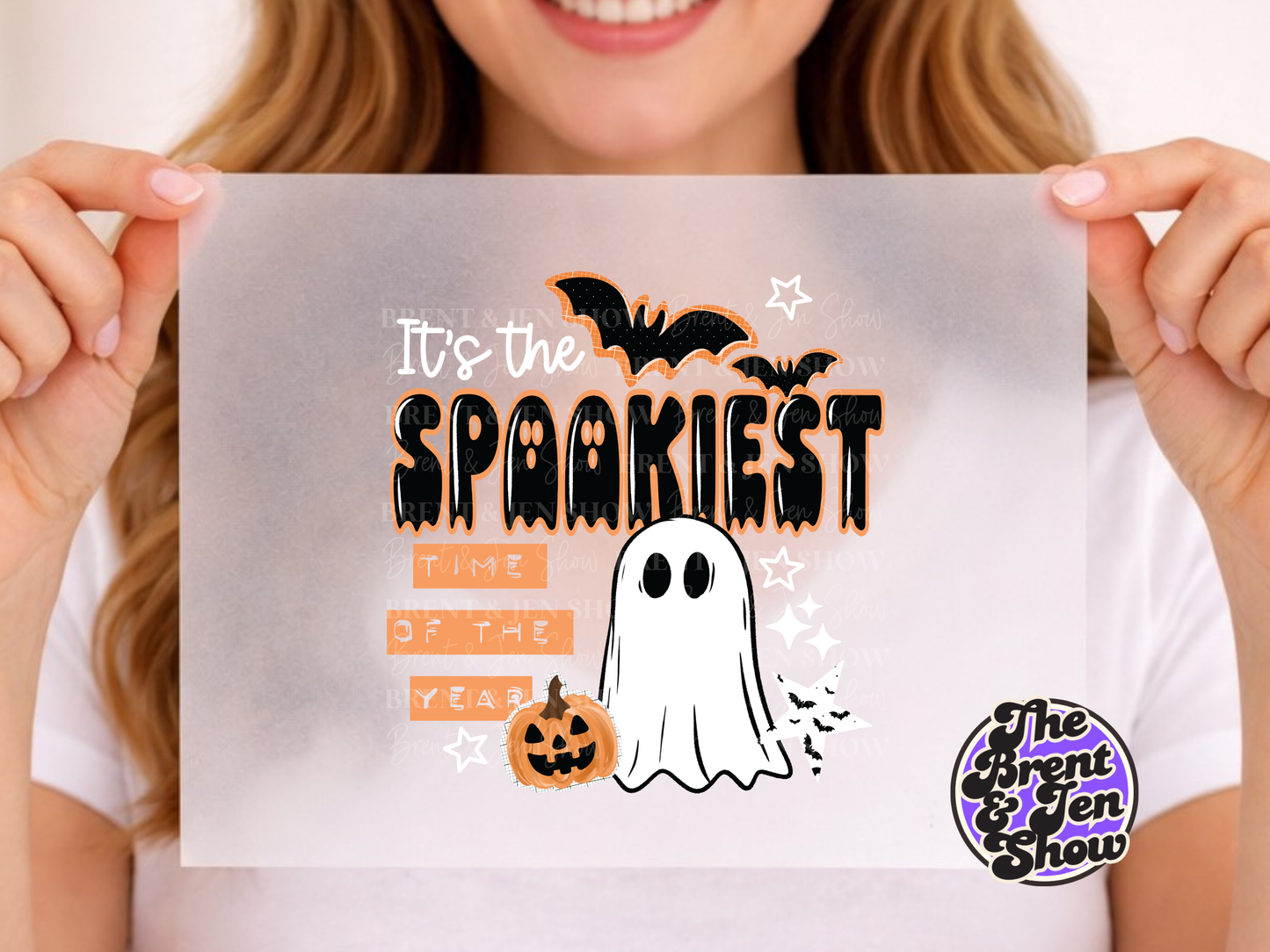 Spookiest Time Ghost Pumpkin Bat Halloween Sublimation Transfer