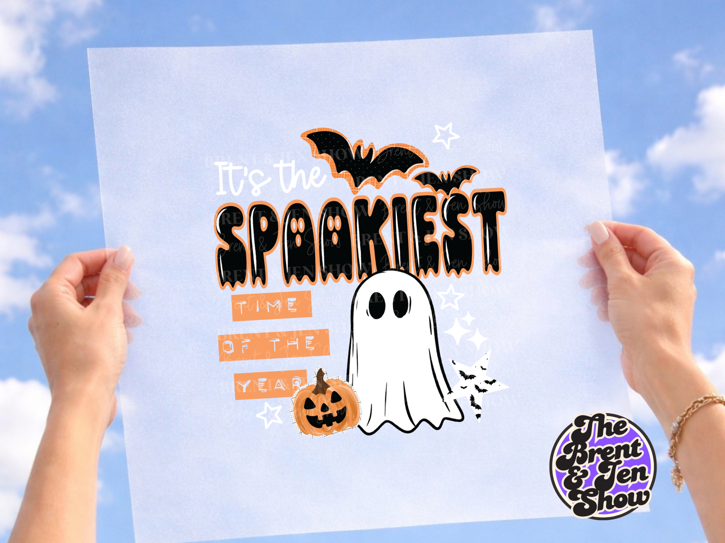 Spookiest Time Ghost Pumpkin Bat Halloween Sublimation Transfer