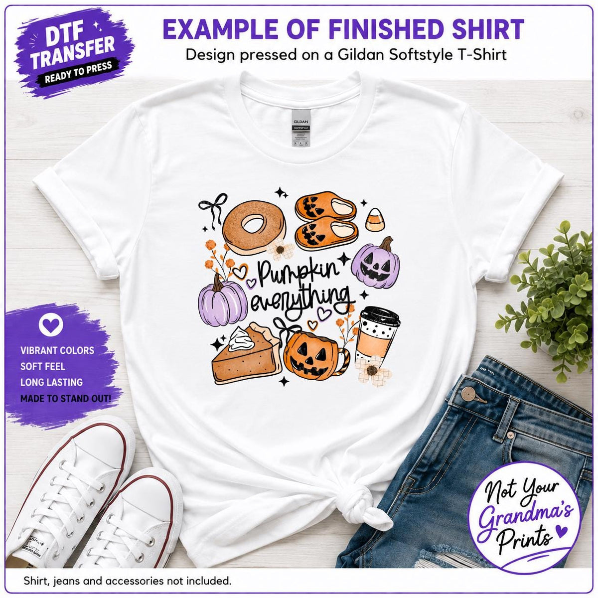 Pumpkin Everything DTF Transfer: Fall Food, Slippers, Coffee (Ready-to-Press)