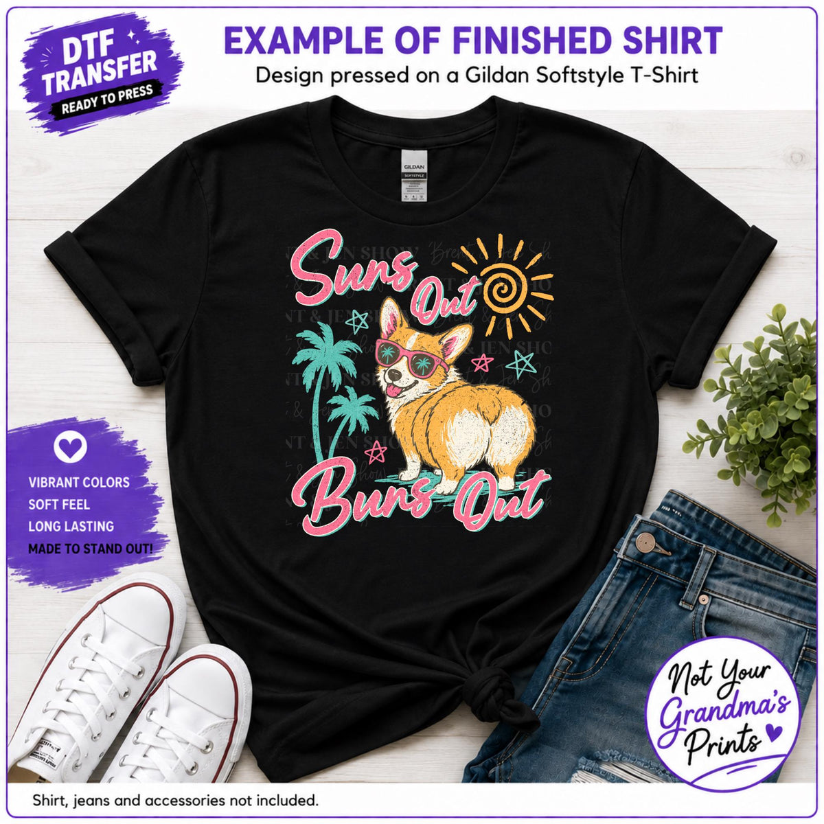 Suns Out Buns Out Corgi DTF Transfer (Ready-to-Press)