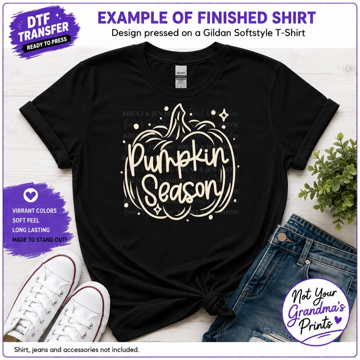 Pumpkin Season DTF Transfer: Hand-Drawn Pumpkin Design (Ready-to-Press)