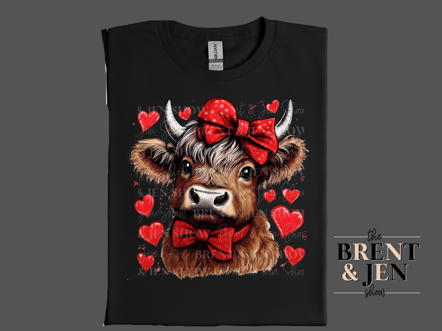 Highland Cow Hearts T-Shirt Template
