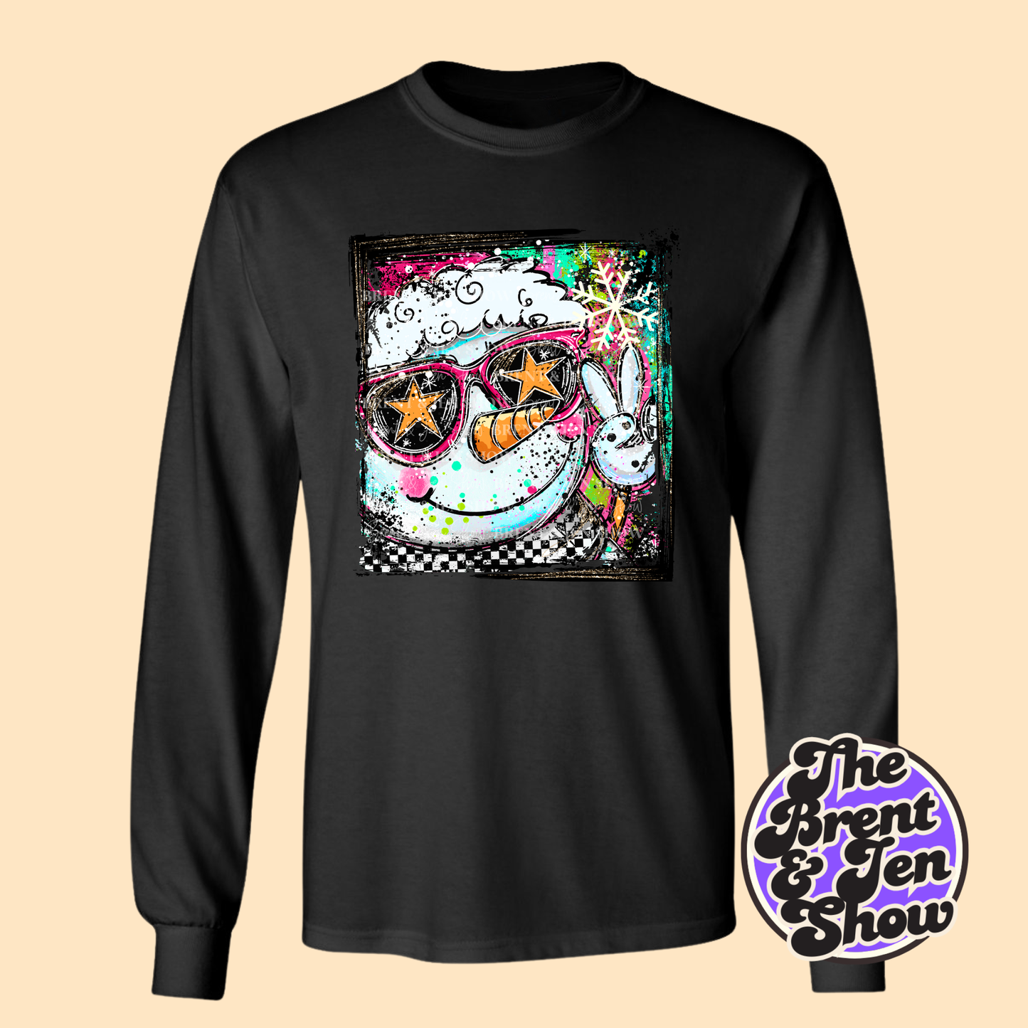 Selfie Doodle Snowman Long Sleeve Shirt