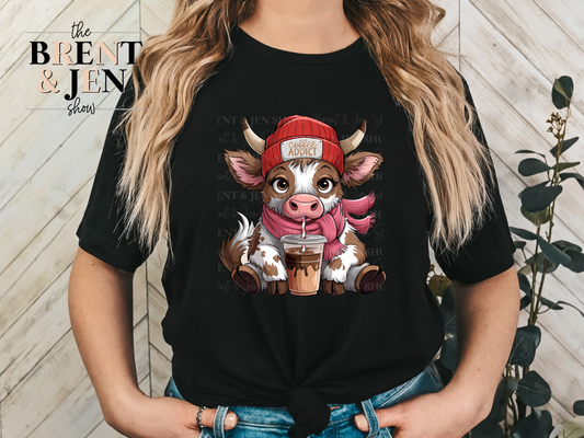 Highland Cow Coffee Addict T Shirt