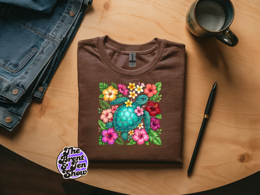 Floral Sea Turtle T-Shirt