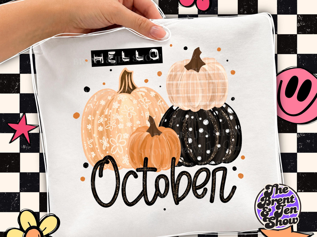 October Pumpkins DTF Transfer: Ready-to-Press Physical Print