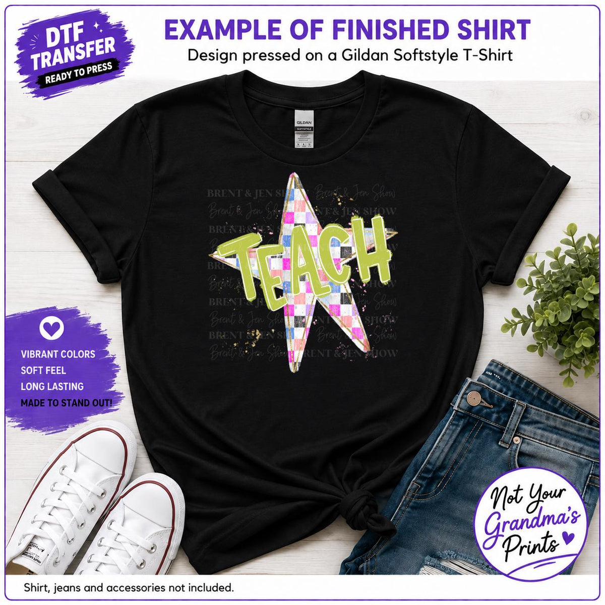 Star Teacher DTF, Teach Shirt Transfer, Colorful Plaid