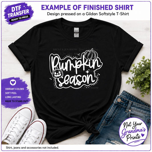 Pumpkin Season DTF Transfer: Vibrant Fall Design (Ready-to-Press)