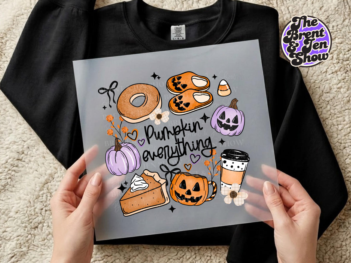 Pumpkin Everything DTF Transfer: Fall Food, Slippers, Coffee (Ready-to-Press)
