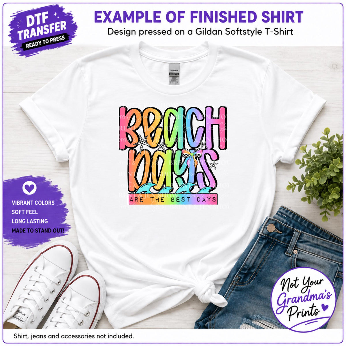 Retro Beach Days DTF Transfer, Summer Vibe Ready to Press Heat Transfer