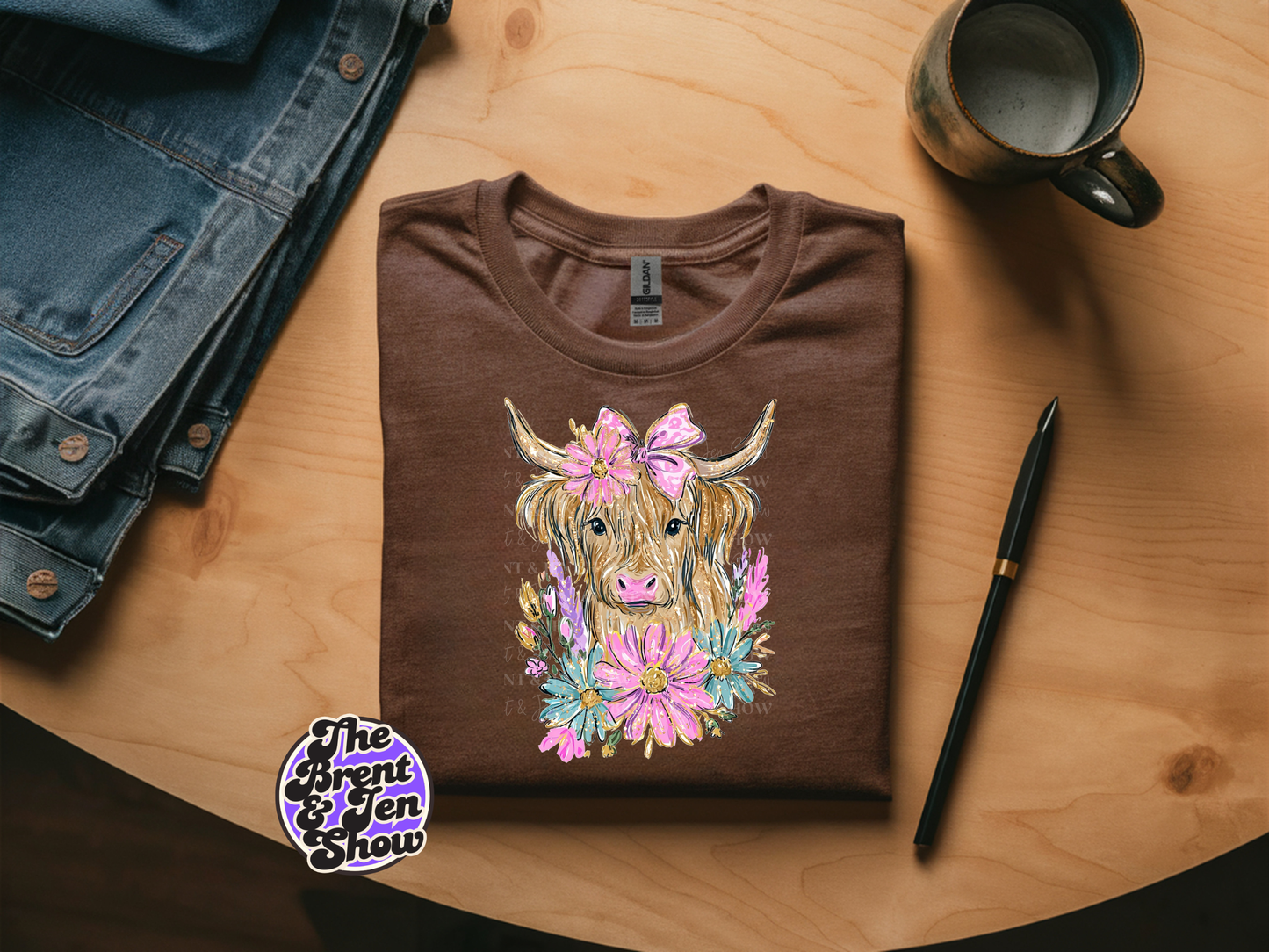Floral Highland Cow T-Shirt