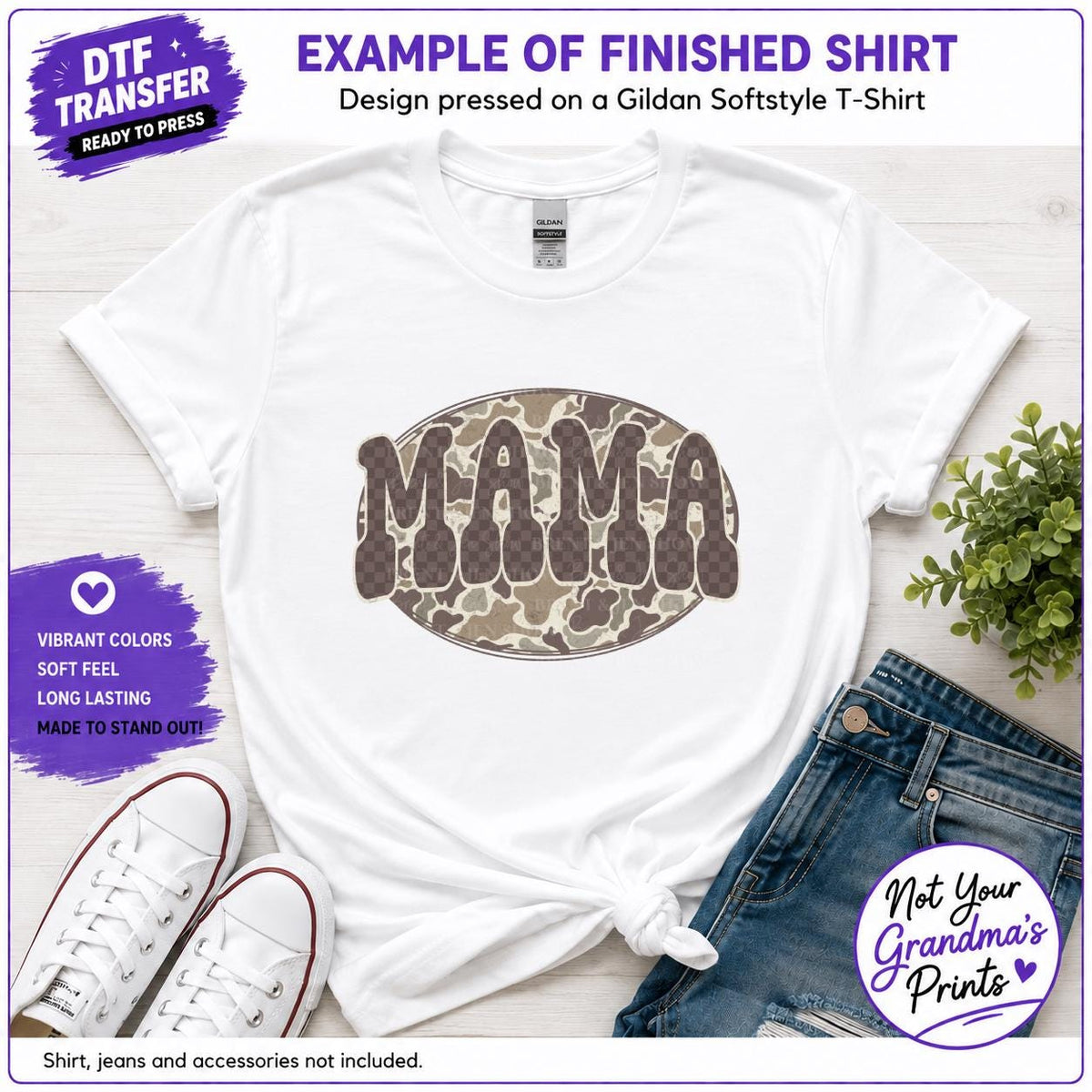 Mama Camo DTF Transfer: Ready-to-Press Shirt Design
