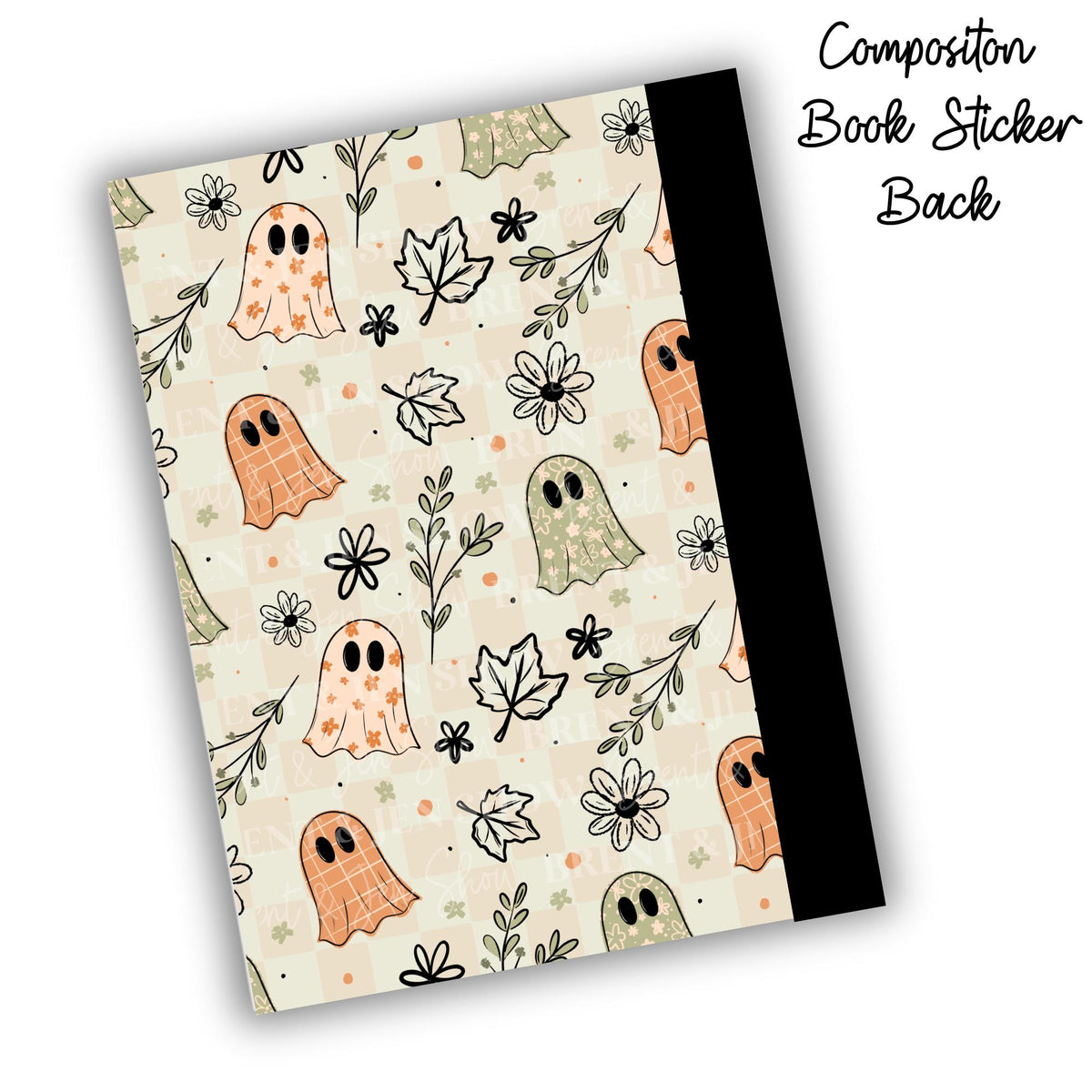 Fall Ghost Composition Notebook Cover Stickers, Vinyl Front Back Set