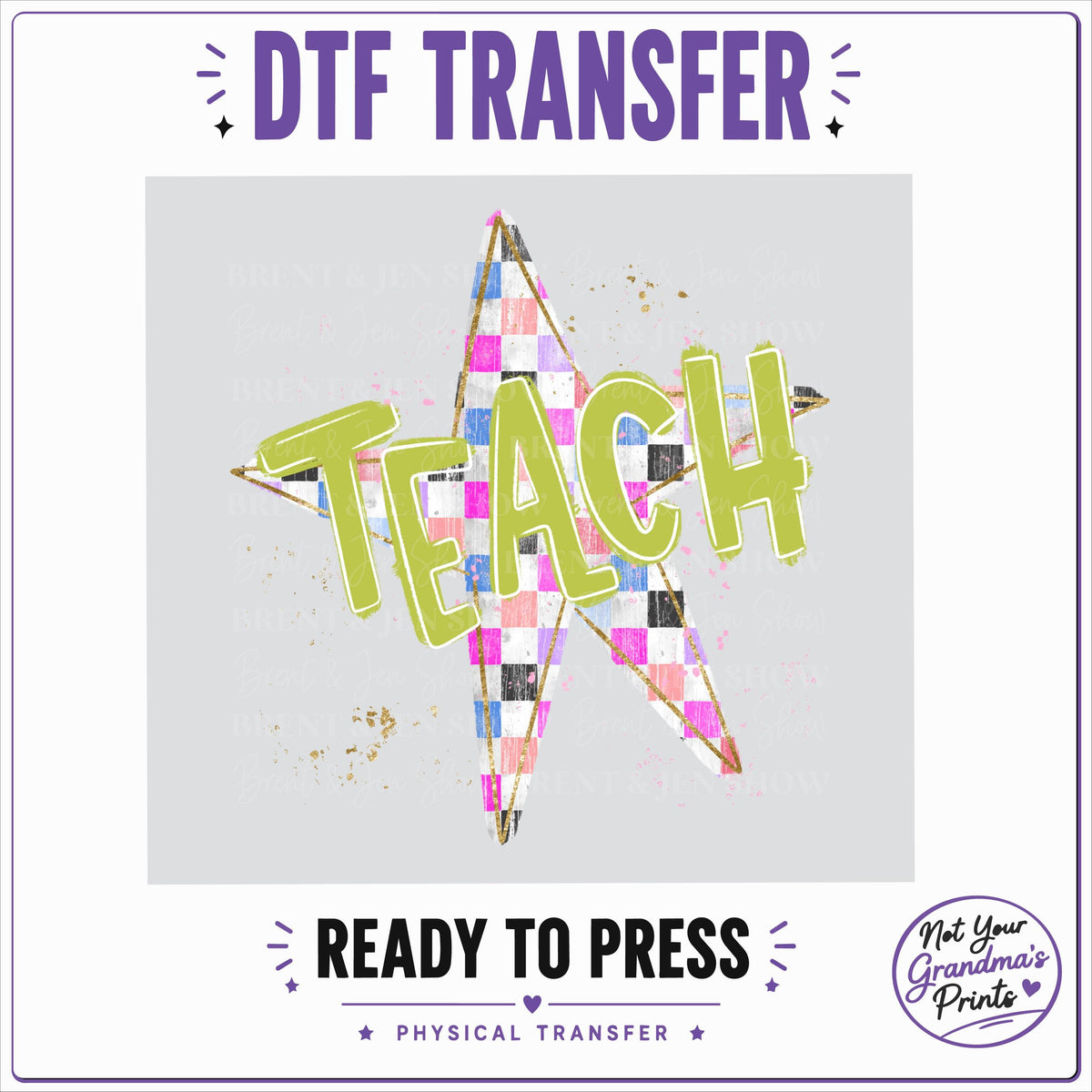 Star Teacher DTF, Teach Shirt Transfer, Colorful Plaid