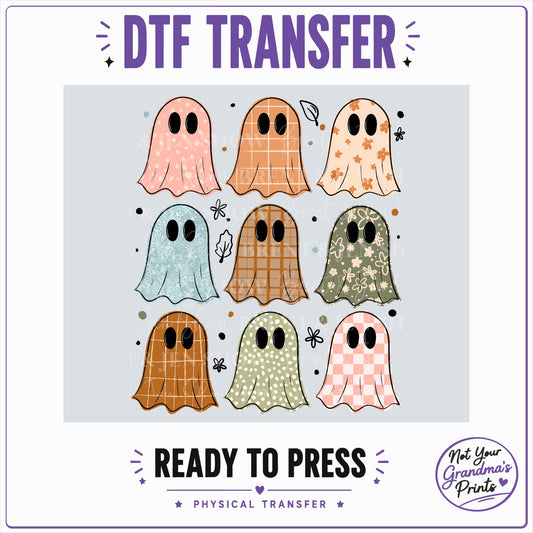 Patterned Ghosts DTF Transfer: Floral, Plaid, Check Prints (Ready-to-Press)