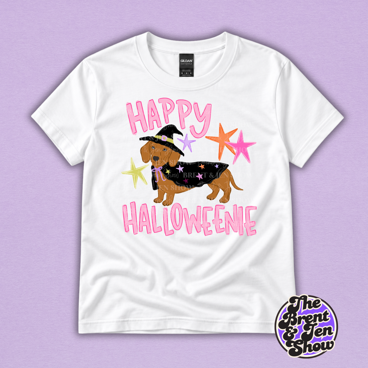 Happy Halloweenie Dachshund T-Shirt – Pink Witch Weenie Dog Tee