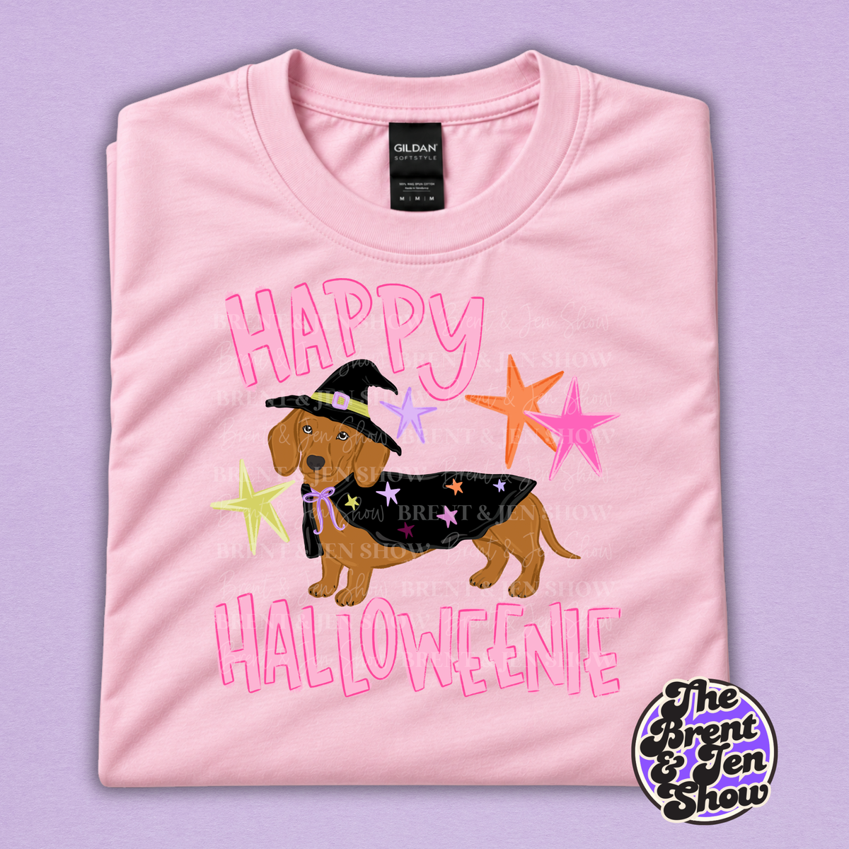 Happy Halloweenie Dachshund T-Shirt – Pink Witch Weenie Dog Tee