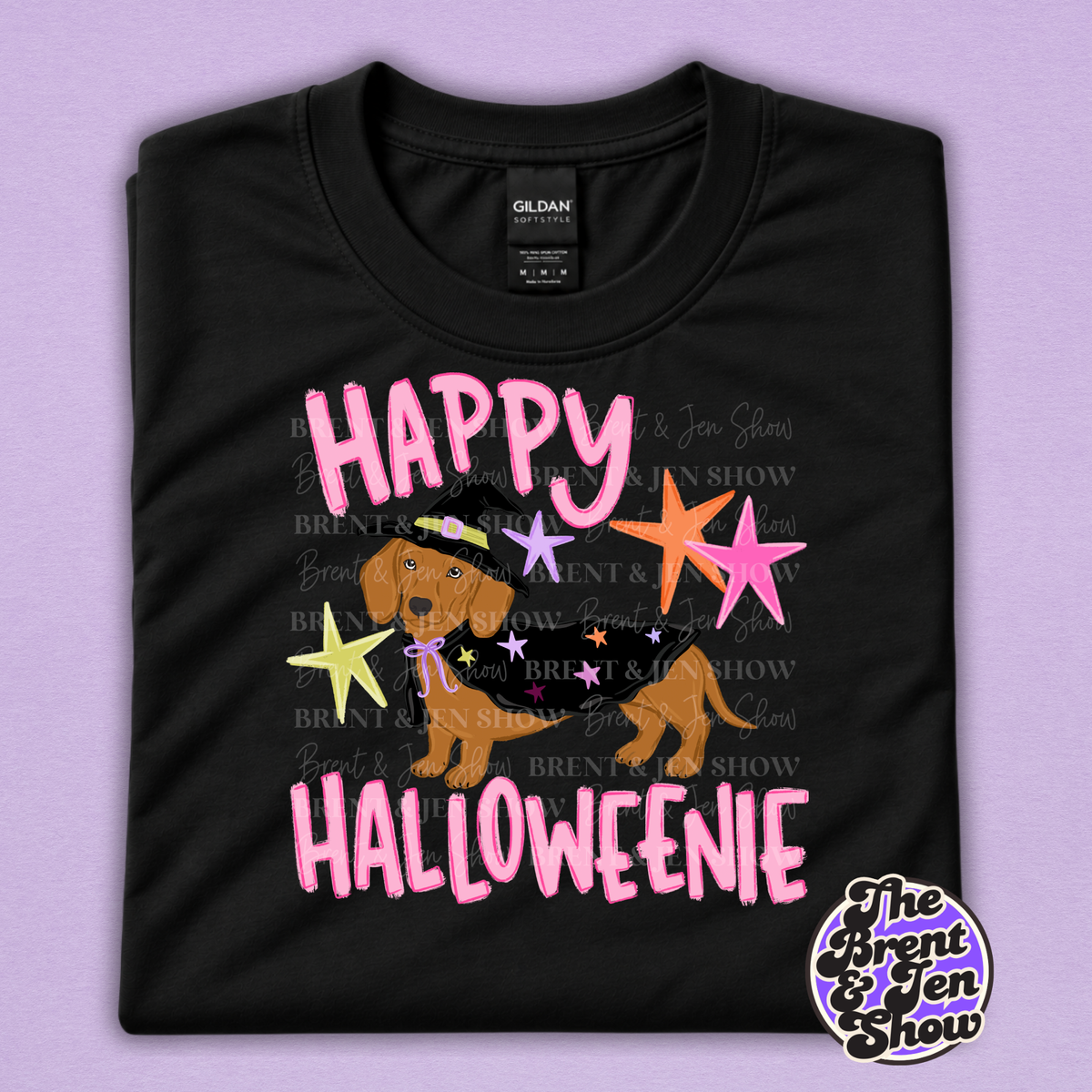 Happy Halloweenie Dachshund T-Shirt – Pink Witch Weenie Dog Tee