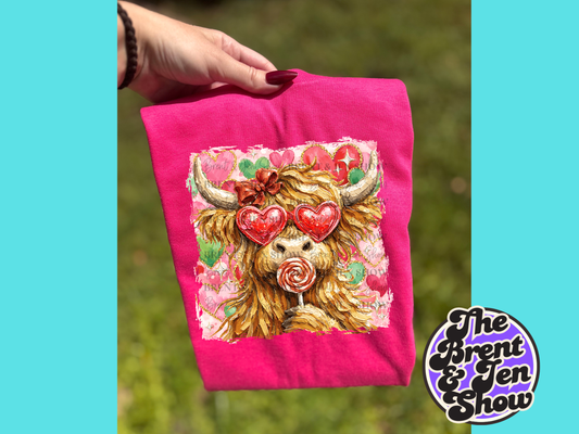 Highland Cow Valentine's Day T-Shirt