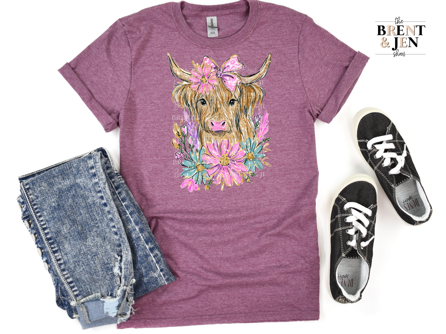 Floral Highland Cow T-Shirt