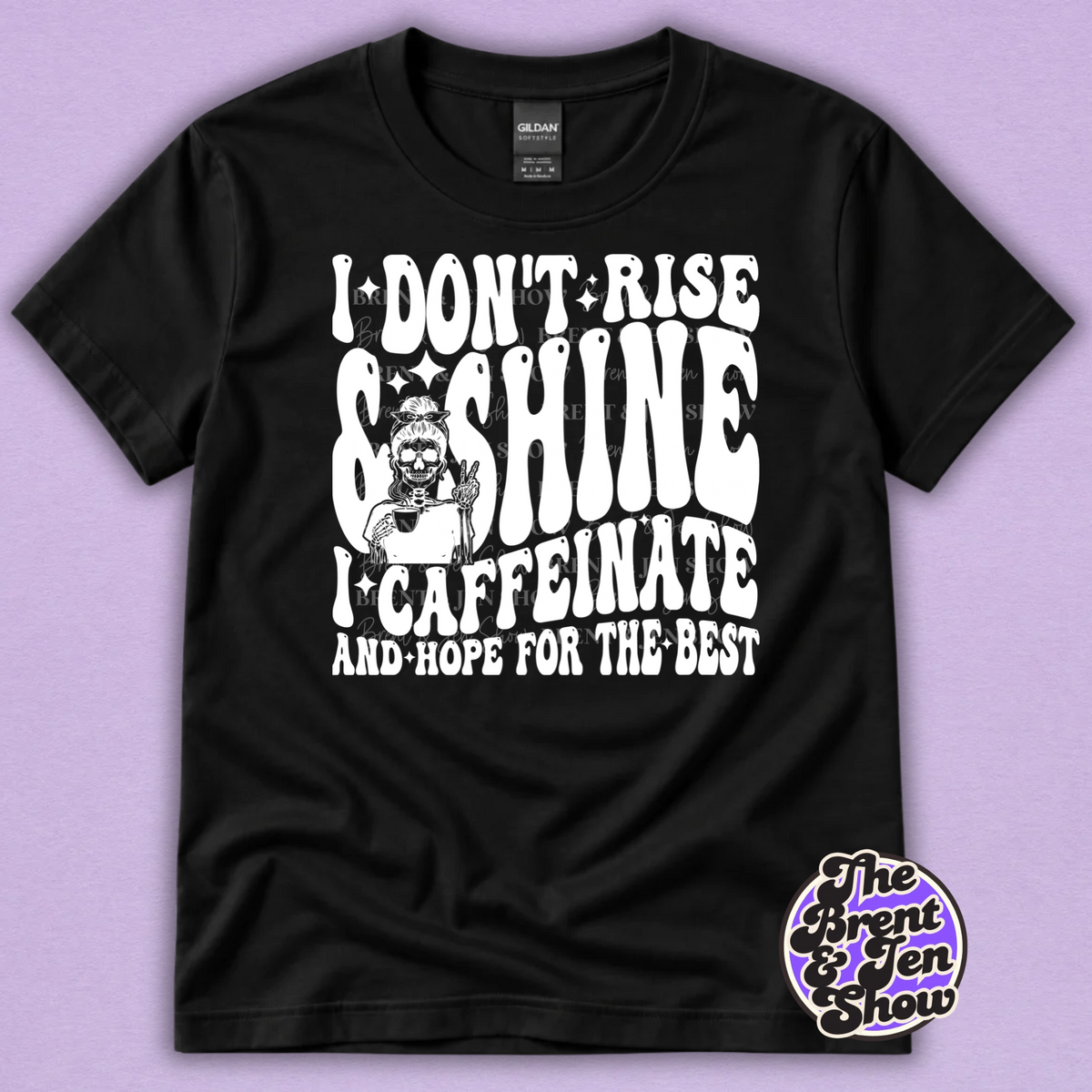 I Don't Rise & Shine Shirt | Funny Coffee Skeleton Tee