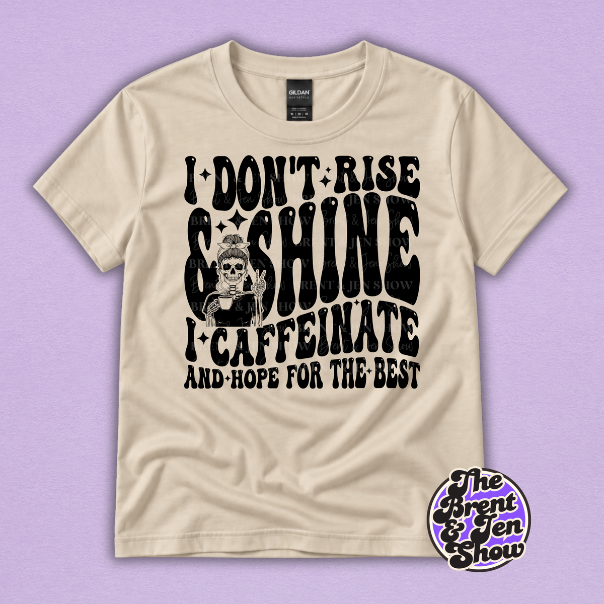 I Don't Rise & Shine Shirt | Funny Coffee Skeleton Tee