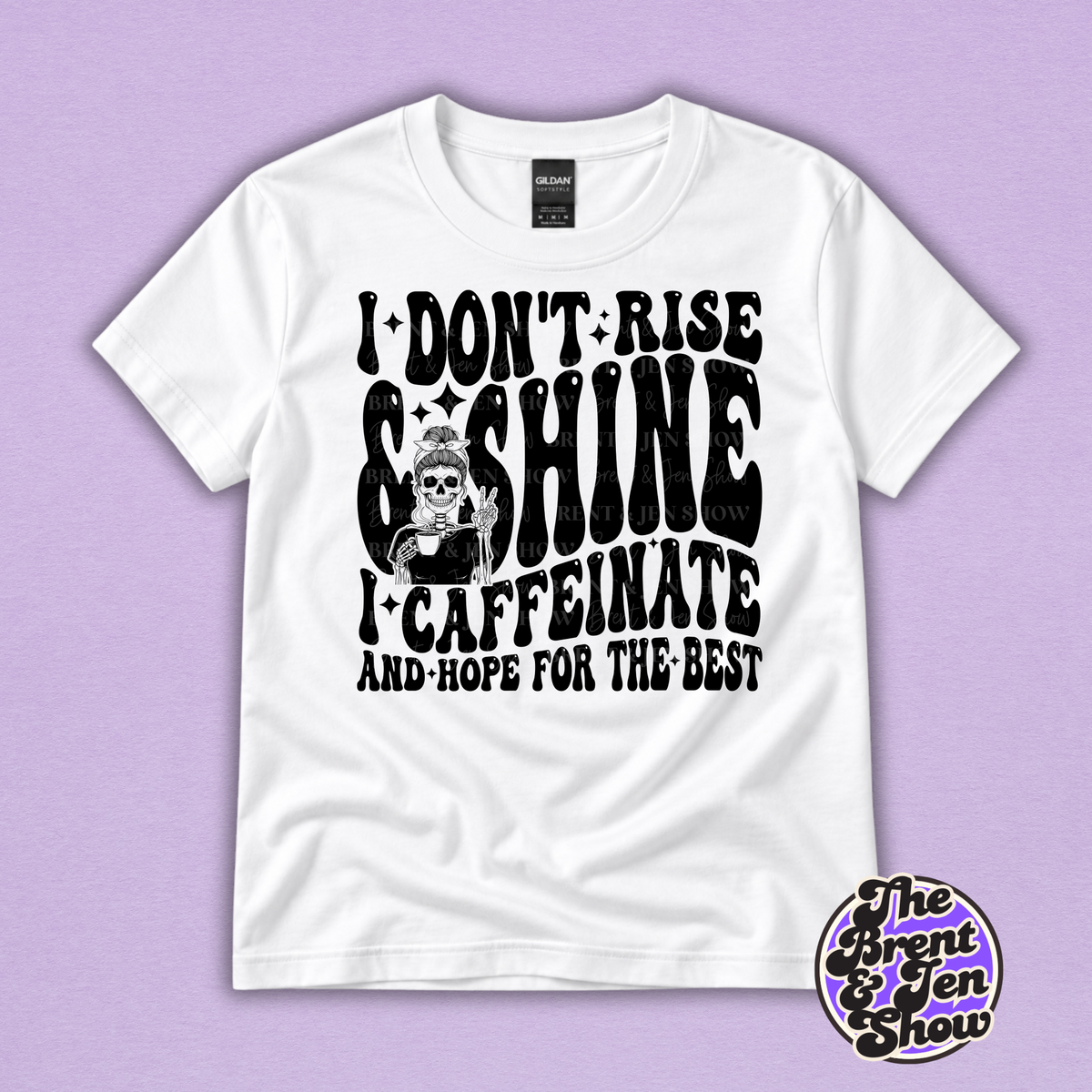 I Don't Rise & Shine Shirt | Funny Coffee Skeleton Tee