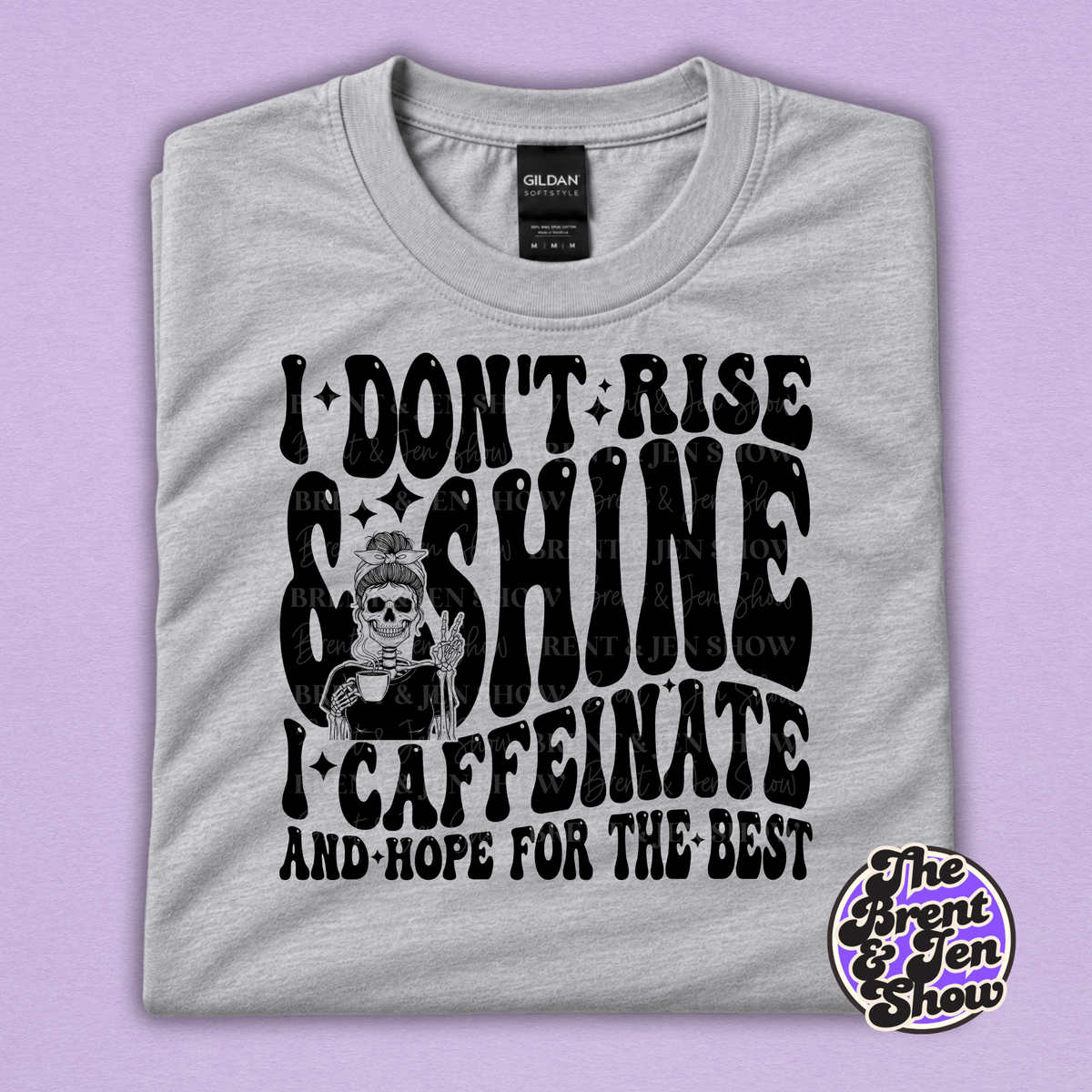 I Don't Rise & Shine Shirt | Funny Coffee Skeleton Tee