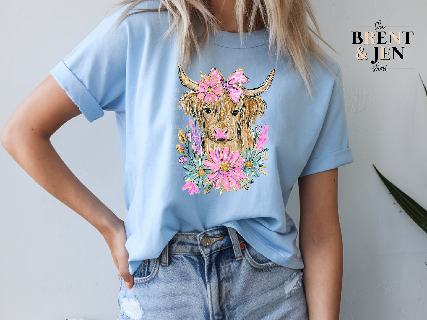 Floral Highland Cow T-Shirt