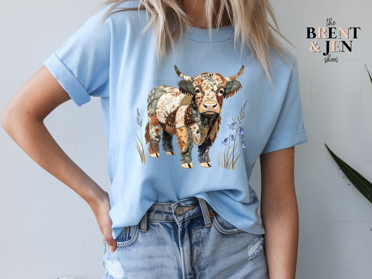 Patchwork Highland Cow T-Shirt