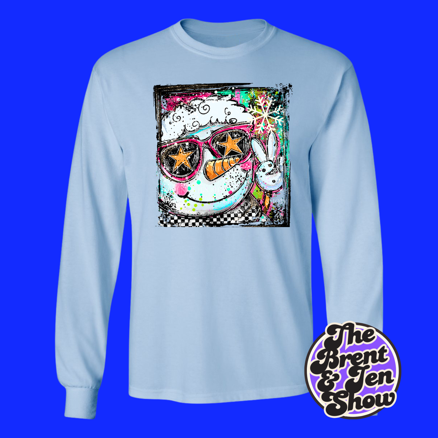 Selfie Doodle Snowman Long Sleeve Shirt