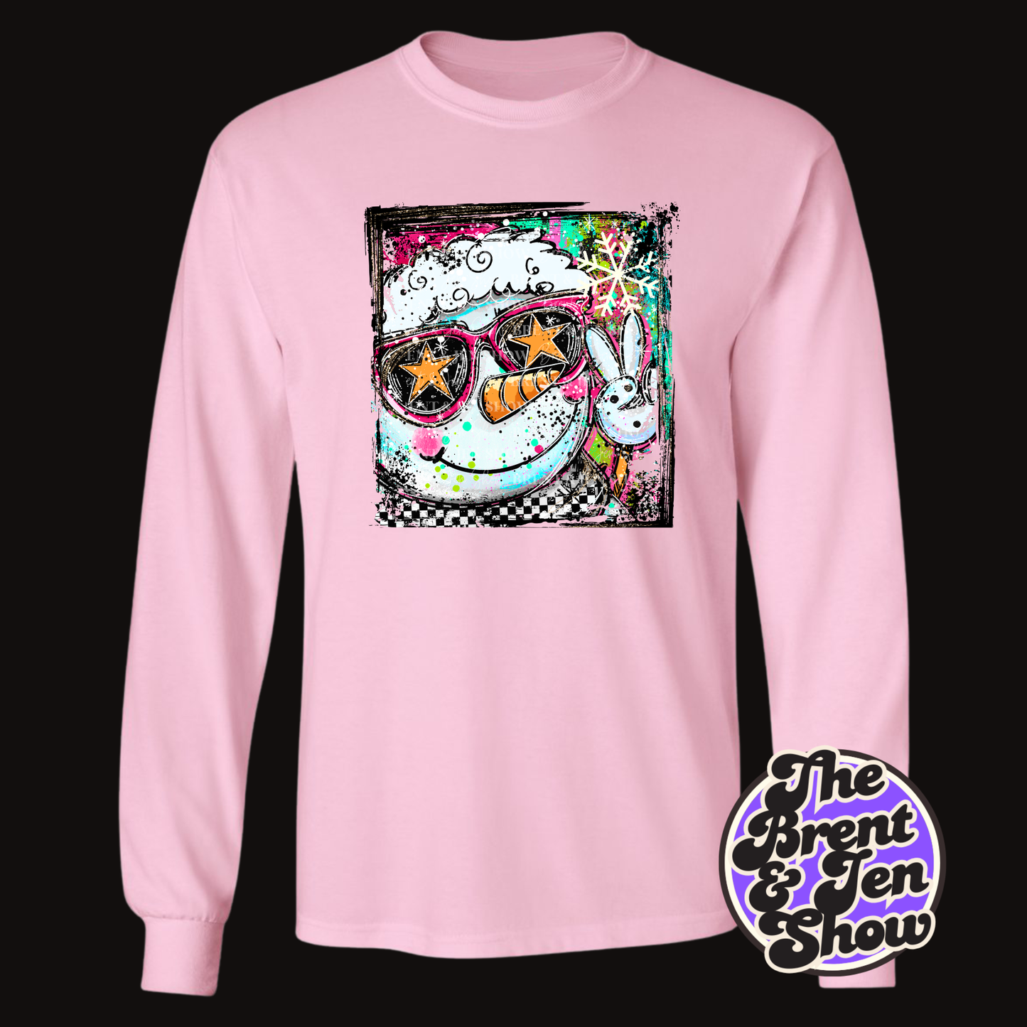 Selfie Doodle Snowman Long Sleeve Shirt