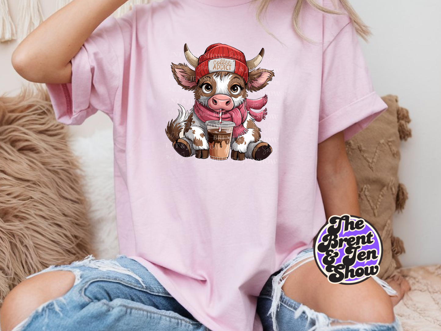 Highland Cow Coffee Addict T Shirt