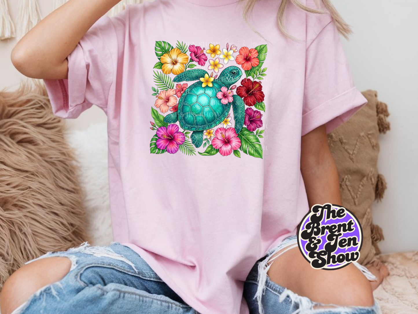 Floral Sea Turtle T-Shirt
